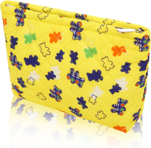 Bolsa de cosméticos Bolsa de maquillaje Preppy Cute Corduroy Neceser para mujer Artículos esenciales de viaje (oso amarillo), oso amarillo,a22 Cara de moda