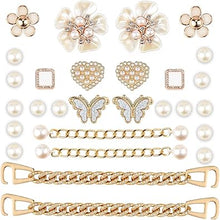 Cargar imagen en el visor de la galería, Encantos brillantes para zapatos, decoraciones de zapatos para mujer, cadenas de perlas, accesorios de zapatos rosados,  A22 dijes de flores para zapatos, estilo propio
