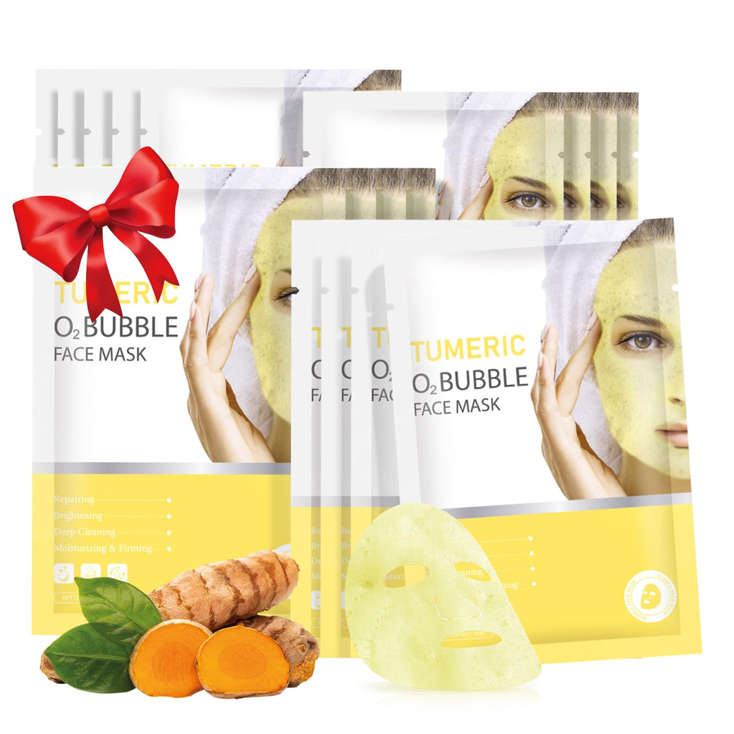 Máscara facial de burbujas de cúrcuma O2, cuidado de la piel, a22  mascarillas faciales de limpieza profunda,