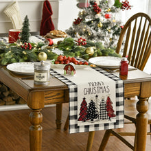 Cargar imagen en el visor de la galería, Artoid Mode Waterclor Buffalo - Camino de mesa de Navidad con diseño de árboles de Navidad, decoración de mesa de comedor para interiores y exteriores, 13 x 72 pulgadas A19
