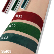 Cargar imagen en el visor de la galería, AMY&#39;S DIARY Juego de 3 lápices labiales líquidos mate rojo oscuro, verde, mate A19
