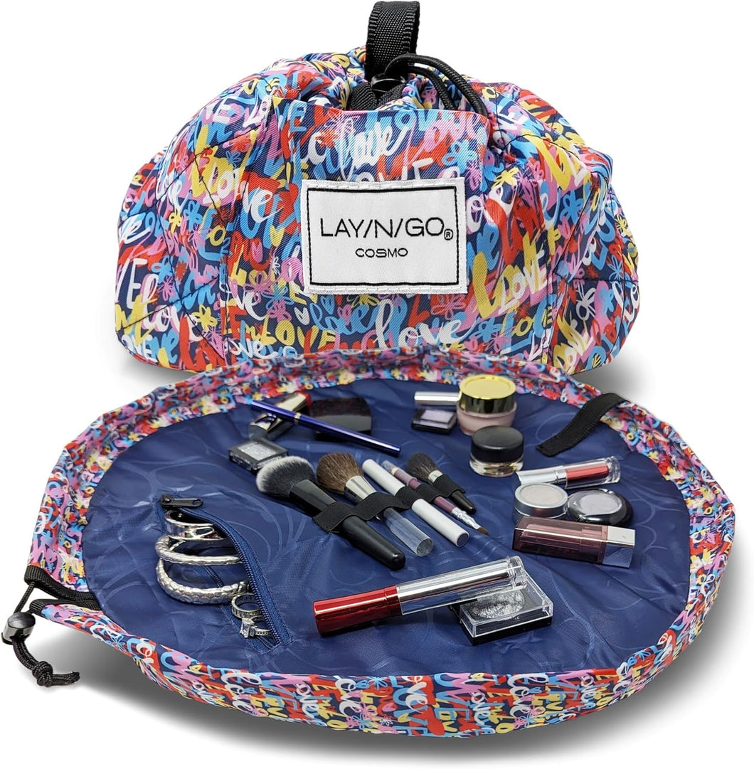 Organizador de cosméticos y maquillaje con cordón, bolsa de aseo para viajes, regalos y uso diario, LOVE,a22  Tradicional
