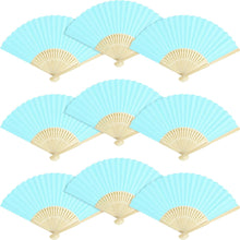 Cargar imagen en el visor de la galería, Paquete de 10 ventiladores plegables de bambú blanco
