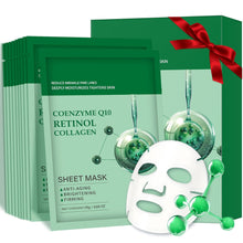 Cargar imagen en el visor de la galería, Paquete de 10 mascarillas faciales de colágeno, mascarillas faciales para el cuidado de la piel con coenzima a22 Retinol antienvejecimiento
