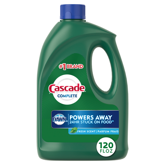 Detergente para lavavajillas en gel Cascade Complete, aroma fresco, 120 oz