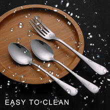 Cargar imagen en el visor de la galería, Juego de 12 tenedores y cucharas de acero inoxidable
