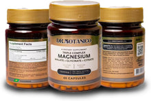 Cargar imagen en el visor de la galería, Complejo Triple Magnesio 1340mg – Malato + Glicinato + Citrato | Dr. Botanico (60 Cápsulas)
