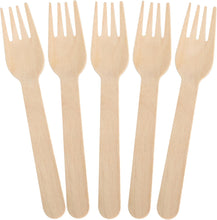 Cargar imagen en el visor de la galería, 100 Tenedores de madera desechables biodegradables
