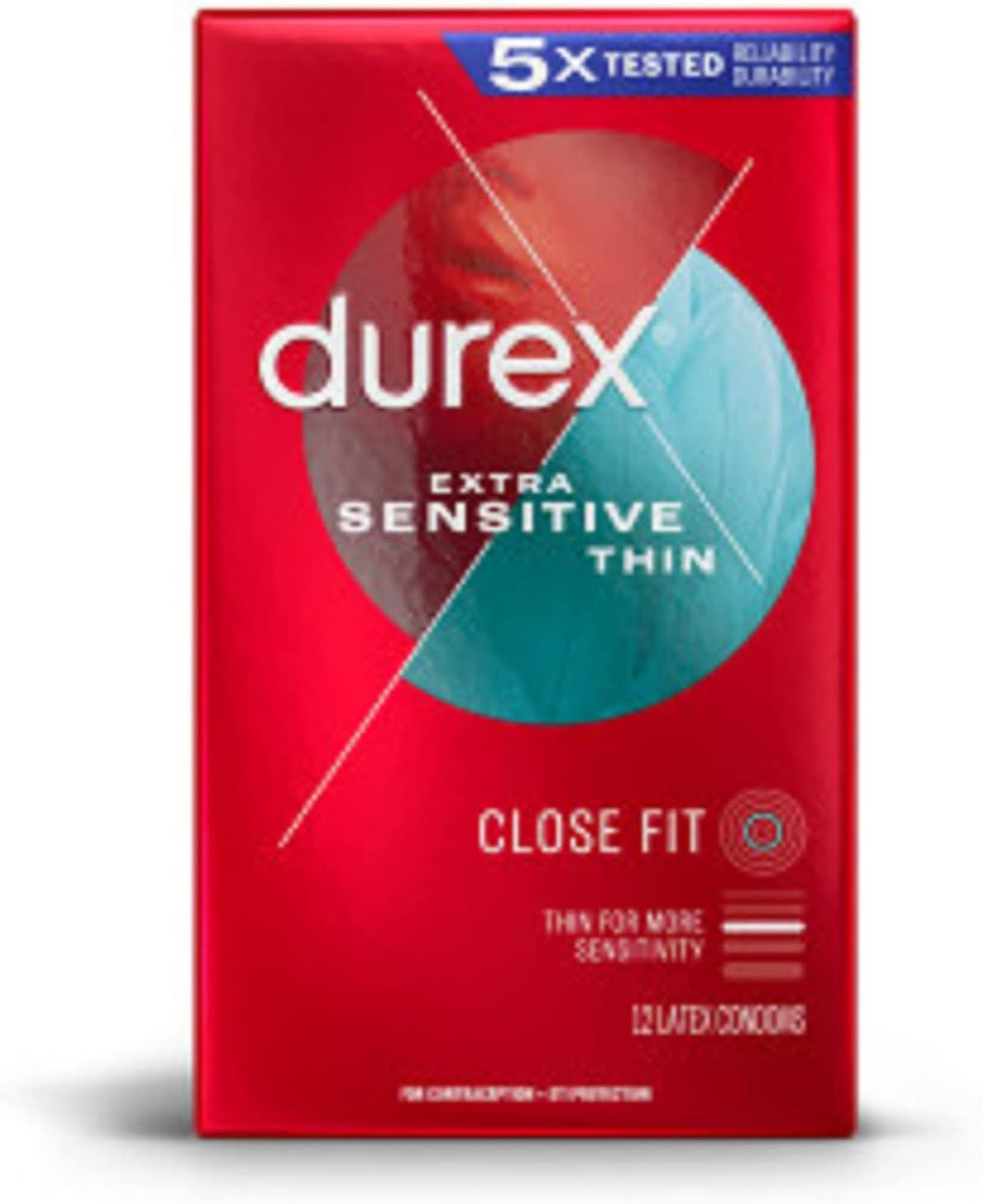 Durex RED Condones de látex de caucho natural extra sensibles