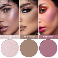Cargar imagen en el visor de la galería, FOCALLURE Paleta de rubor e iluminador, paleta de contorno 3 en 1, polvo bronceador mate libre de crueldad, iluminadores iluminadores brillantes para un aspecto brillante, #08 A19
