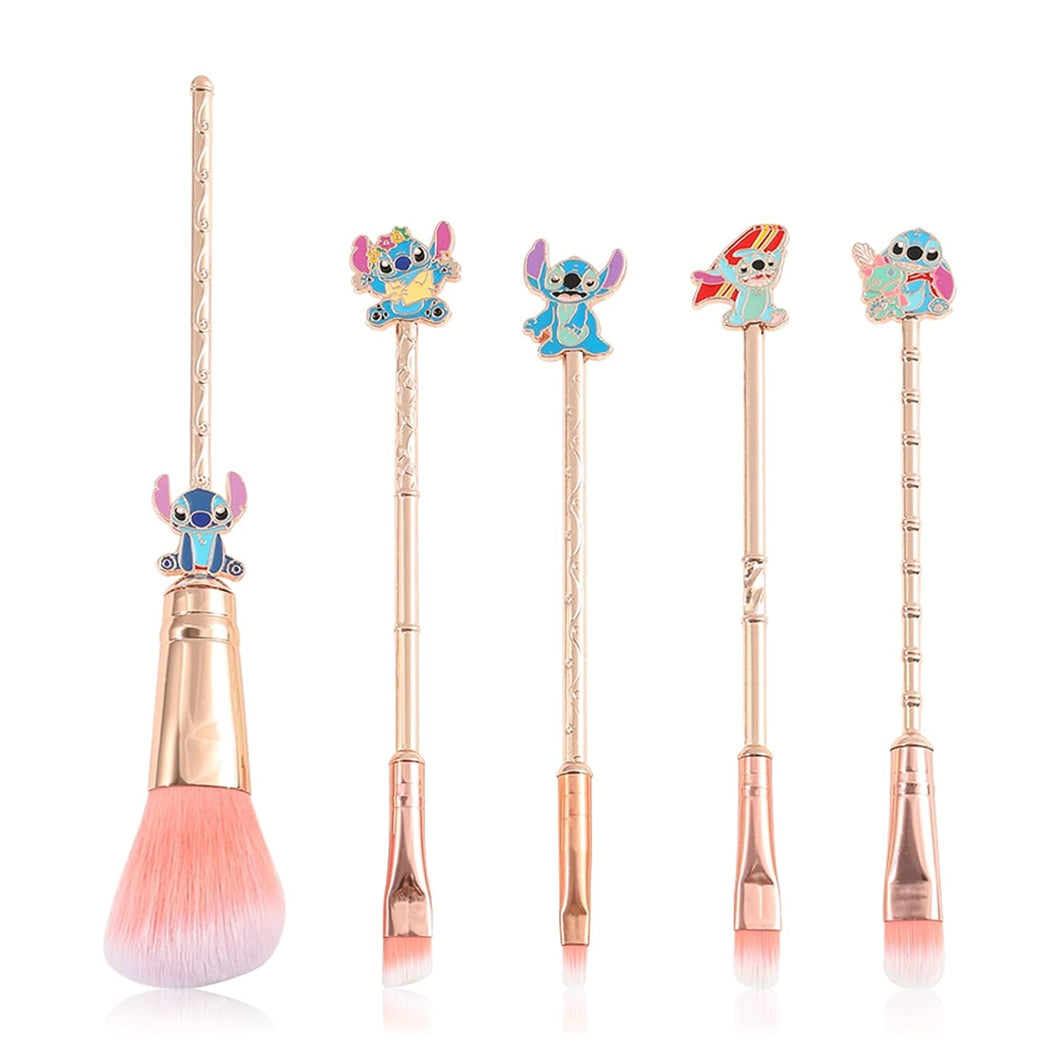 Juego de brochas de maquillaje de anime WeChip Stich A21, para niñas y mujeres (5 unidades)