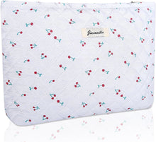 Cargar imagen en el visor de la galería, Bolsa de cosméticos Bolsa de maquillaje Preppy Cute Corduroy Neceser para mujeres esenciales de viaje a22, Rojo cereza, Cara de moda
