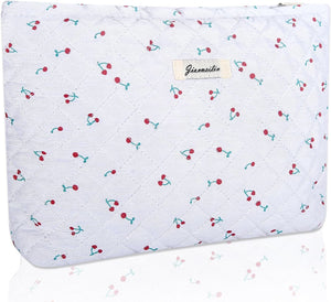 Bolsa de cosméticos Bolsa de maquillaje Preppy Cute Corduroy Neceser para mujeres esenciales de viaje a22, Rojo cereza, Cara de moda