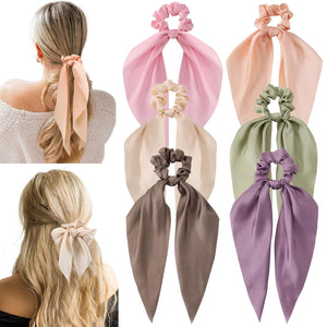 piezas de lazos de seda para el cabello, ligas para el cabello con lazos, a21 coleteros para el cabello para mujeres y niñas
