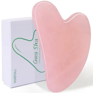 huefull Herramienta Guasha para cara y cuerpo, herramienta facial Gua Sha de cuarzo rosa para cuidado personal, aliviar tensiones y reducir la hinchazón, regalo de cuidado de la piel para hombres  A19