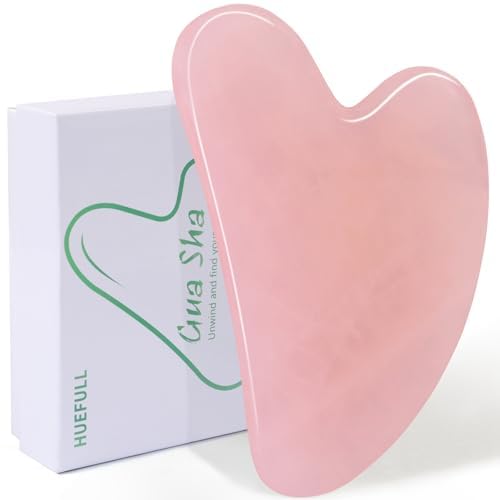 huefull Herramienta Guasha para cara y cuerpo, herramienta facial Gua Sha de cuarzo rosa para cuidado personal, aliviar tensiones y reducir la hinchazón, regalo de cuidado de la piel para hombres  A19