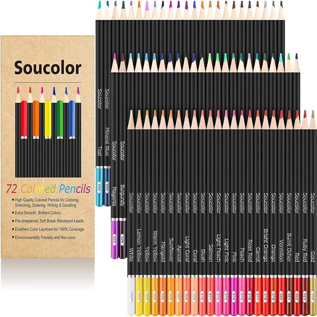 72 lápices de colores con caja de lata para escuela, oficina y arte a24
