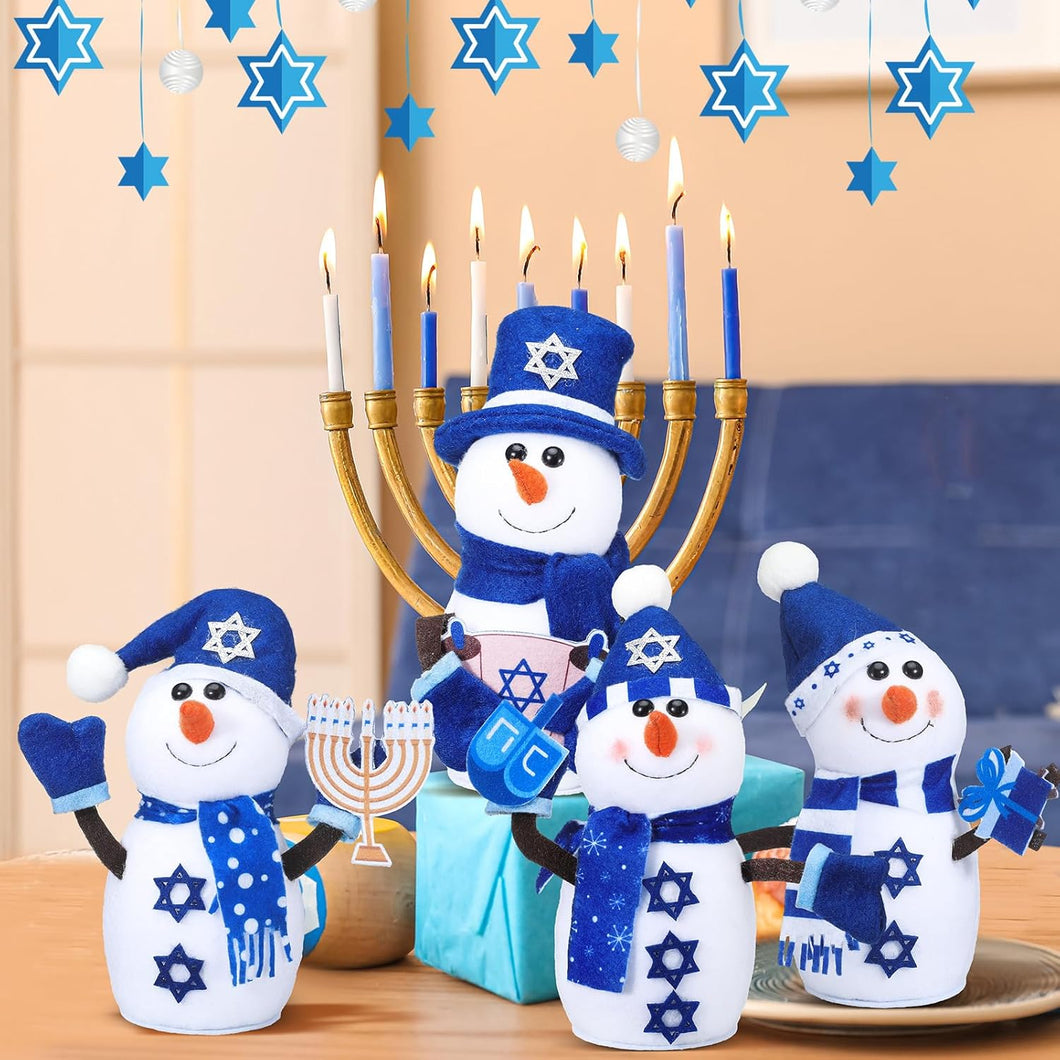 Kasyat Juego de 4 muñecos de muñeco de nieve de peluche de Hanukkah,  A19