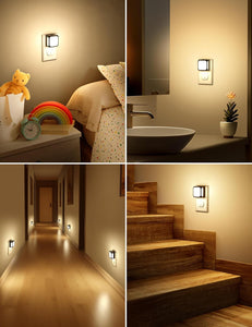 KINDEEP Paquete de 2 luces LED de noche para baño enchufables a la pared A19