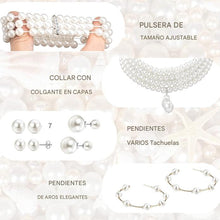Cargar imagen en el visor de la galería, Juego de 16 pendientes de collar de perlas para mujer
