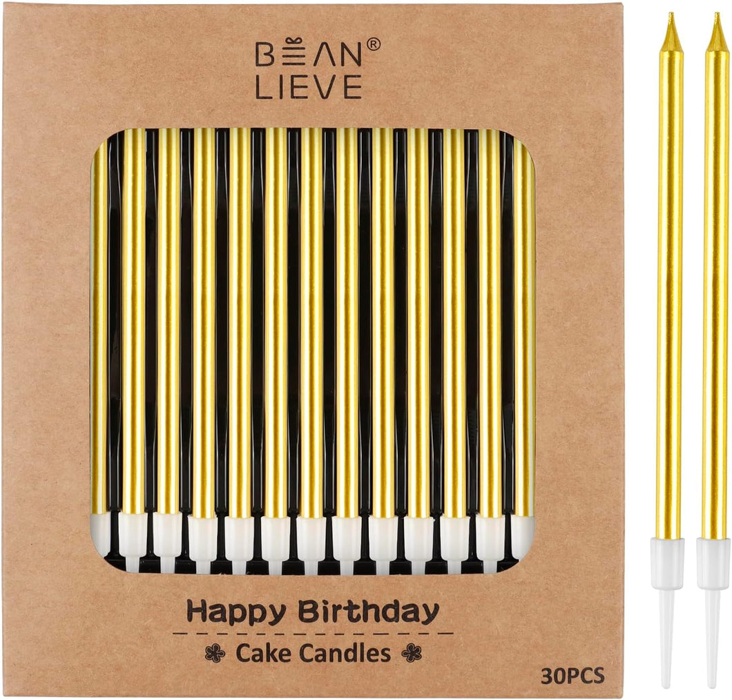 BEAN LIEVE 30 velas de cumpleaños metálicas largas