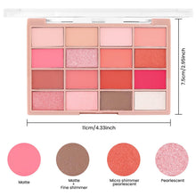 Cargar imagen en el visor de la galería, Paleta de maquillaje de sombra de ojos colorida, color rosa nude, de 16 colores, arco iris de alta pigmentación, brillo mate, kit de regalo, a22 paleta de maquillaje de sombra de ojos natural
