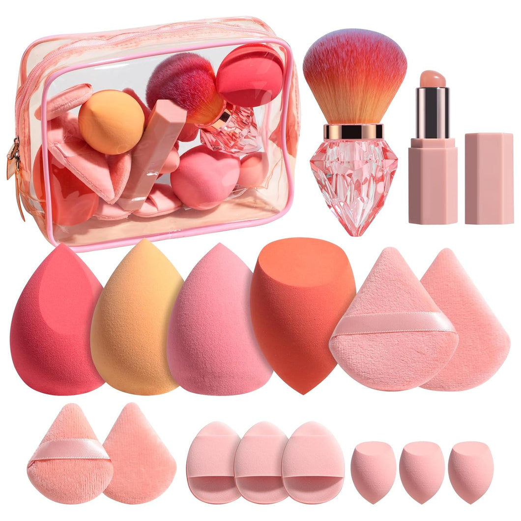 Juego de esponjas de maquillaje BS-MALL Triangle Puff 16 piezas con cepillo