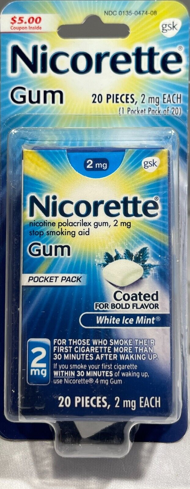 Nicorette goma de mascar para dejar de fumar, 2mg- Exp. 07/27