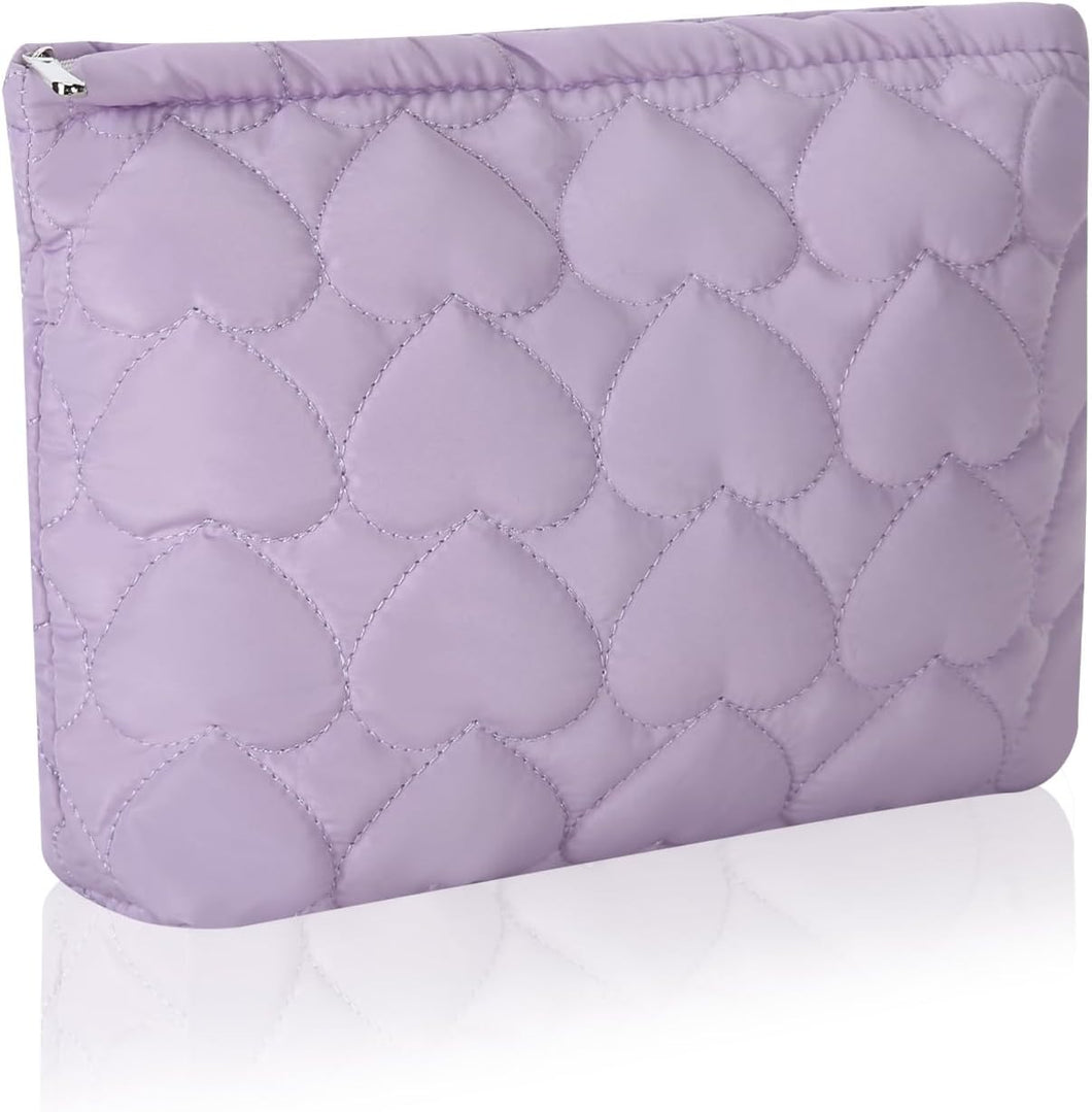 Bolsa de cosméticos Bolsa de maquillaje Preppy Cute Corduroy Neceser para mujeres esenciales de viaje, Púrpura (a22 Purple Heart), Cara de moda