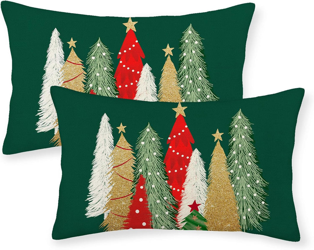 Juego de 2 fundas de almohada de Navidad de 12 x 20 pulgadas, decoraciones de Navidad A19