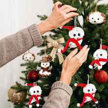 Cargar imagen en el visor de la galería, 4 adornos de búho blanco con sombrero de Papá Noel, adornos de animales colgantes hechos a mano,  A19
