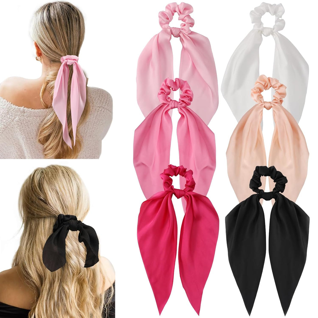 6 piezas de lazos de seda para el cabello, a21 ligas para el cabello con lazos