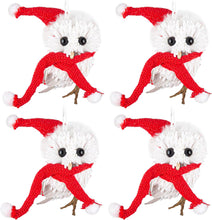 Cargar imagen en el visor de la galería, 4 adornos de búho blanco con sombrero de Papá Noel, adornos de animales colgantes hechos a mano,  A19

