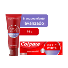 Cargar imagen en el visor de la galería, Colgate Optic White Advanced Sparkling White con peróxido de hidrógeno, para blanqueamiento dental.
