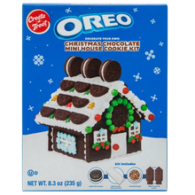 Cargar imagen en el visor de la galería, Kit de casita de galletas Oreo de chocolate para fiestas: decora tu propia mini casita de chocolate con glaseado y dulces.
