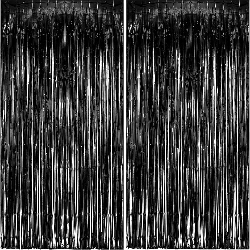 K.E.J. Paquete de 2 cortinas de tiras metálicas/oropel