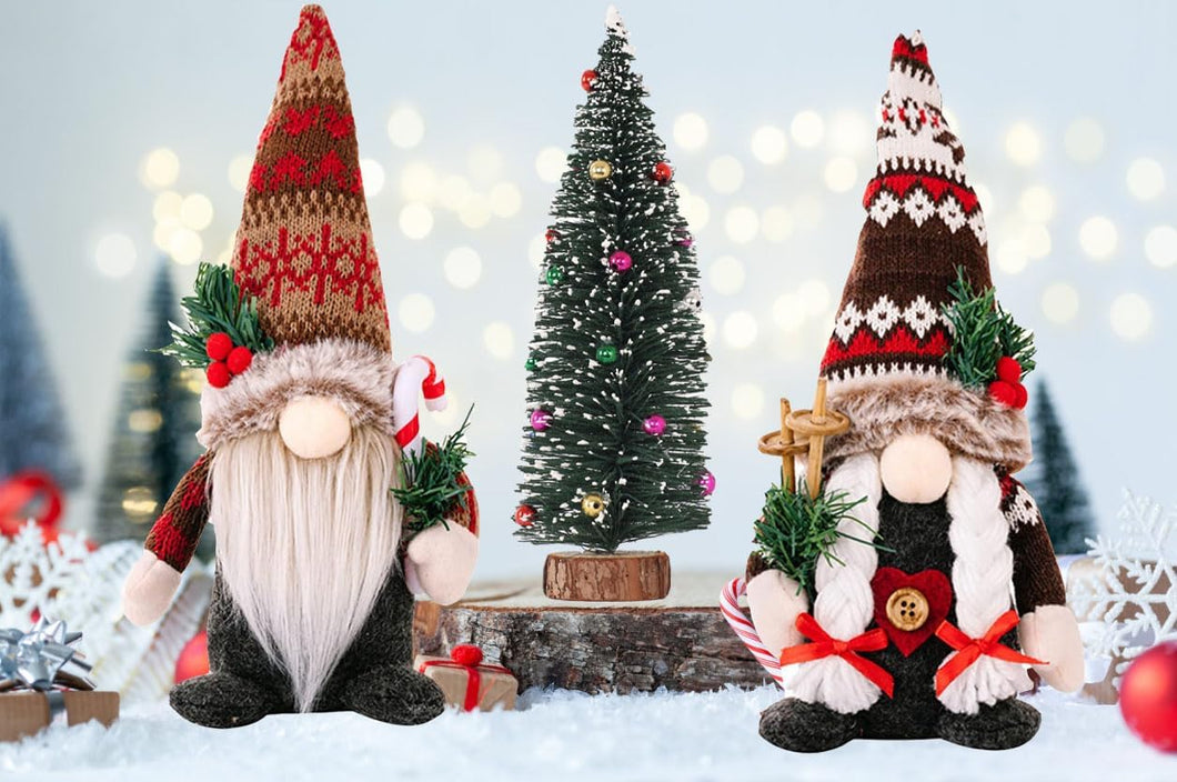 2 gnomos de peluche de Navidad para el hogar con árbol de Navidad, A19