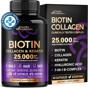 Vitaminas de biotina con colágeno y queratina,  a24