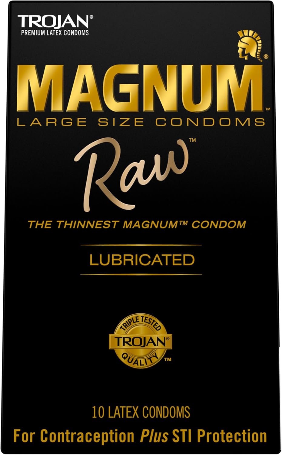 TROJAN Magnum Raw - Preservativos delgados de tamaño grande