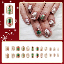 Cargar imagen en el visor de la galería, 24 uñas postizas cuadradas cortas con diseño de copos de nieve, diseño de brillantina, uñas postizas de Navidad para vacaciones de invierno, a22 uñas postizas de cobertura completa para mujeres y niñas
