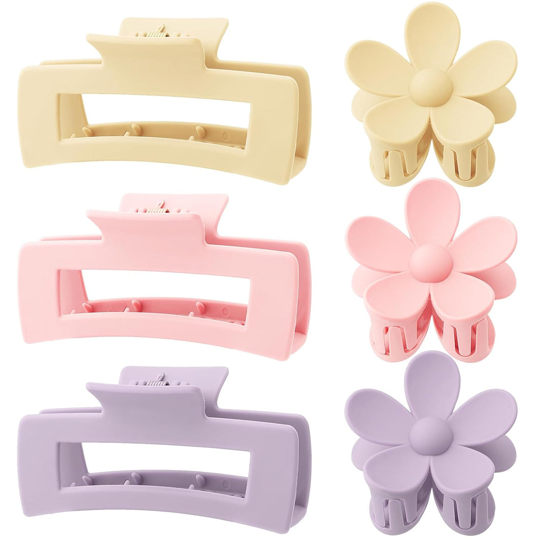 Paquete de 6 pinzas de pelo rectangulares grandes de 4.1 pulgadas A21