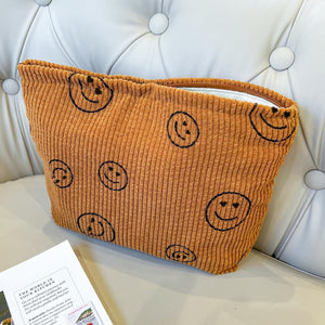 Bolsa de cosméticos Bolsa de maquillaje Preppy Cute Corduroy Neceser para mujeres esenciales de viaje a22 , Marr