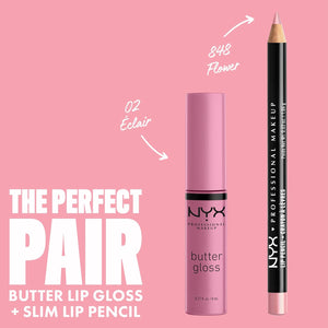 NYX MAQUILLAJE PROFESIONAL Brillo de mantequilla, brillo de labios no pegajoso, - Eclair (rosa) A19