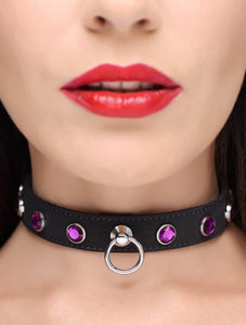 Collar Bdsm con diamantes de imitación, amatista a24