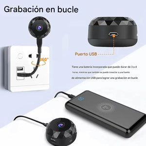 Mini cámara de seguridad inalámbrica WiFi 2K