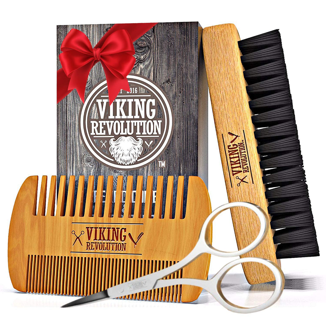 Juego de peine y cepillo para barba de hombre q1