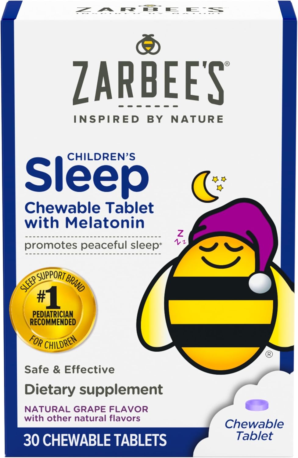 Zarbee's Naturals para dormir para niños con melatonina, 30 tabletas