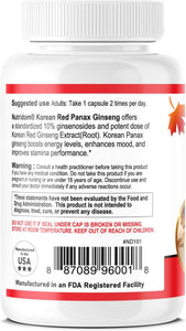 Panax Ginseng rojo coreano 8,300 mg por día, 10% de ginsenósidos, sin OMG, vegano, sin gluten, sin soja y sin lácteos, 90 cápsulas vegetales