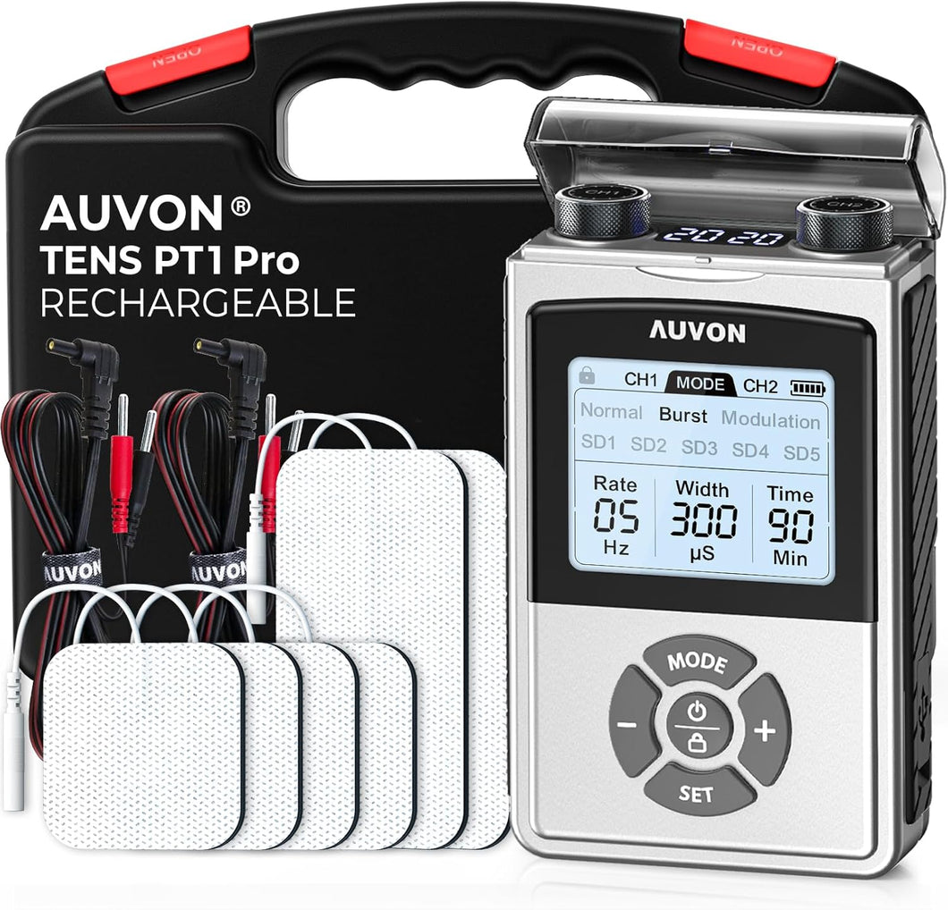 AUVON Estimulador muscular digital recargable con batería de 600 mAh