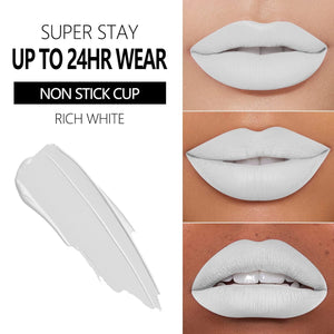 MAKI YIKA Lápiz labial blanco para mujer, color permanece de larga duración, A19